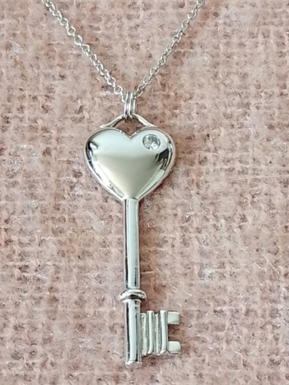 Sterling Silver 925 Heart Key Pendant with Silver Chain